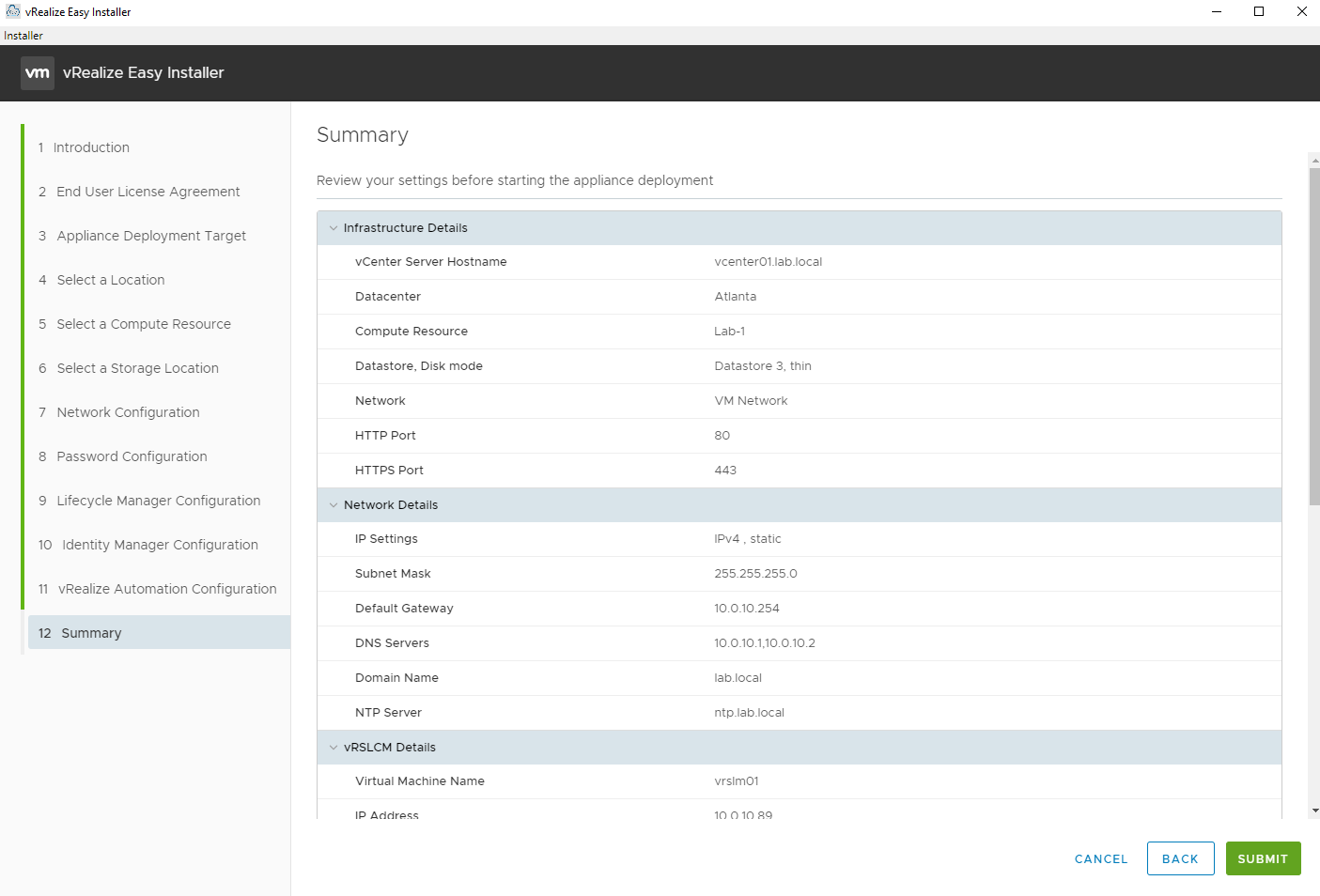 vRealize Easy Installer