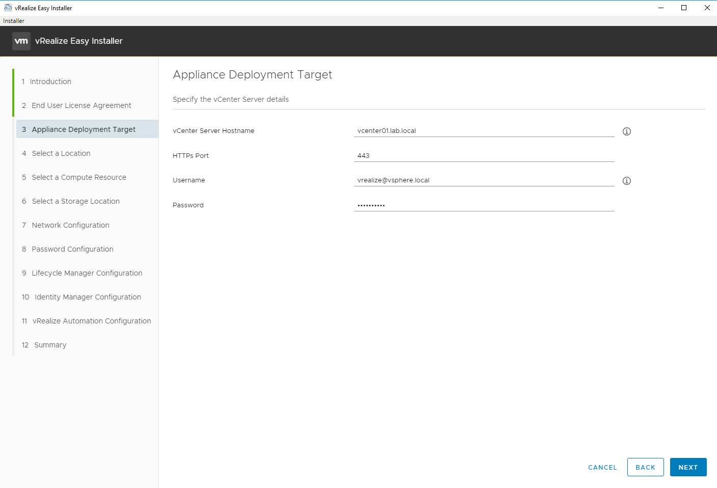 vRealize Easy Installer